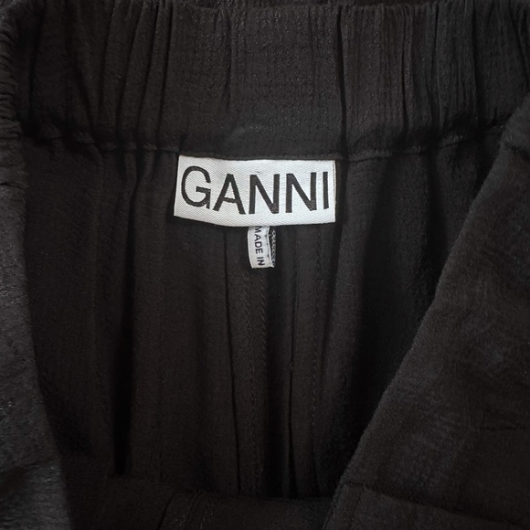 Ganni Black Wide Trousers Jacquard Viscose Size 0 - Picture 11 of 13